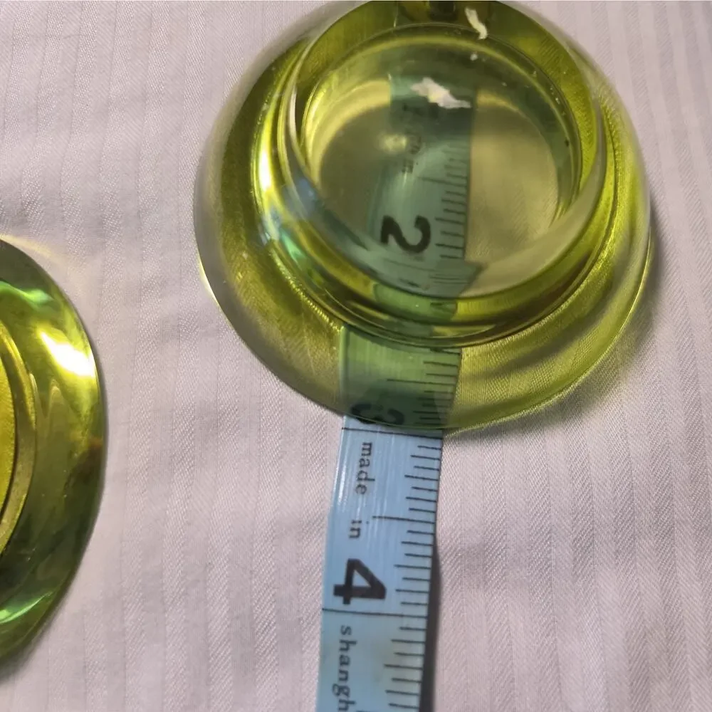 Discontinued Crate & Barrel Chartreuse Green Glass Tealight Candle Holders Set/3